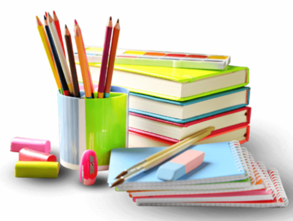 Канцелярские принадлежности на прозрачном фоне