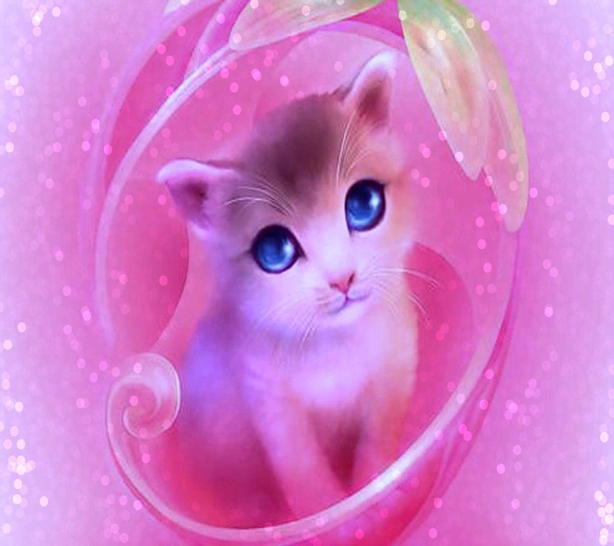 Синяя розовая кошка мультяшка
