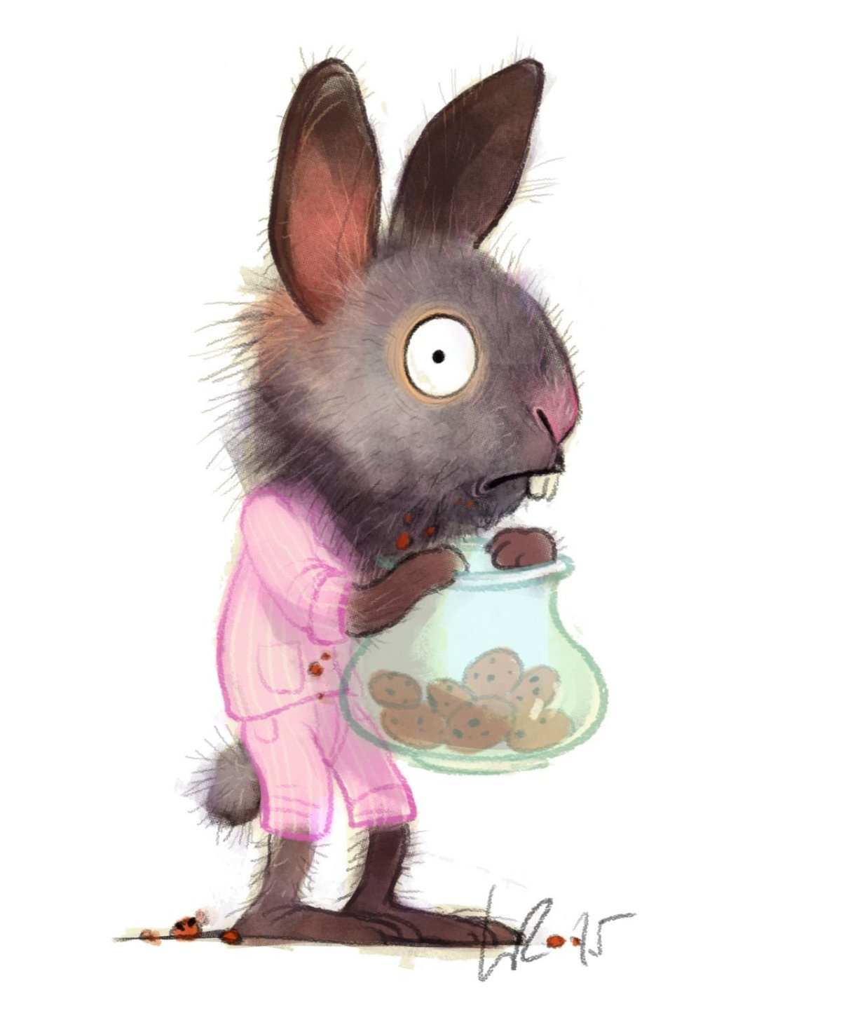 Рисовать смешного зайца с цветами к 23 февраля