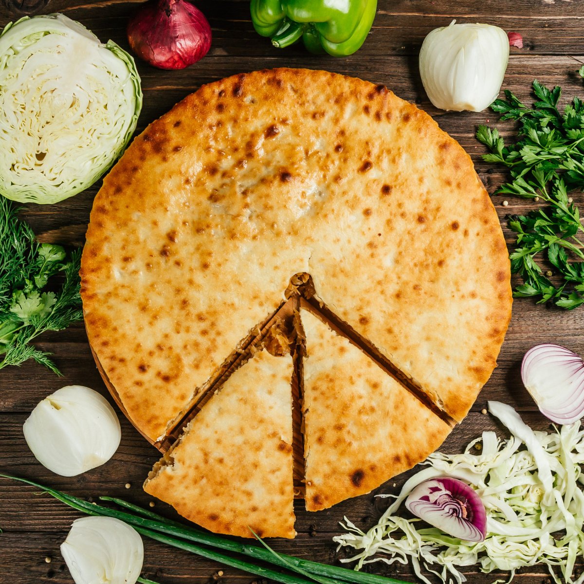 Осетинский пирог сыр зелень