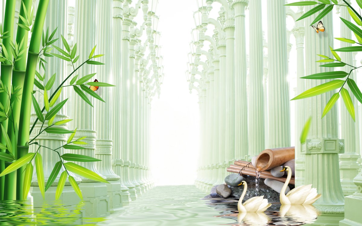 Бамбук в интерьере кухни