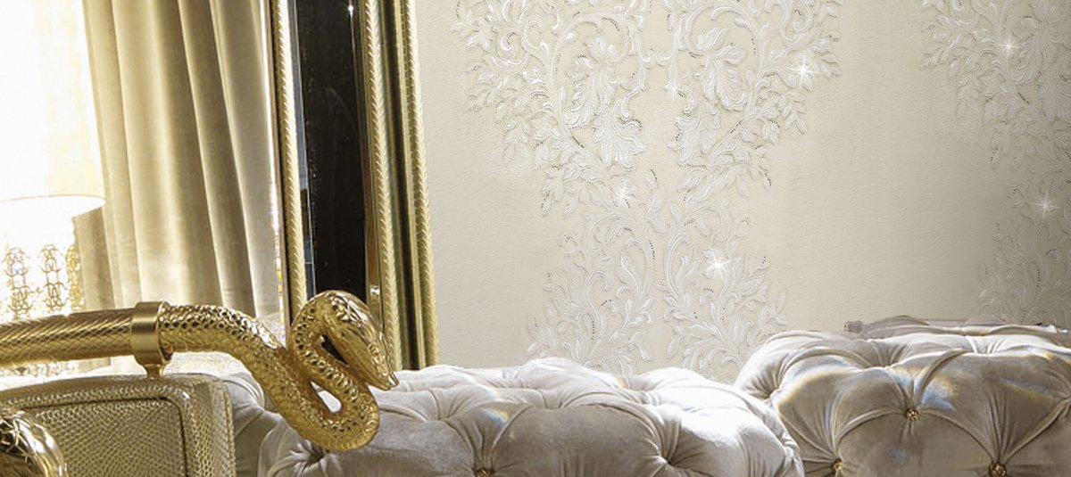 Обои со стразами для стен в интерьере