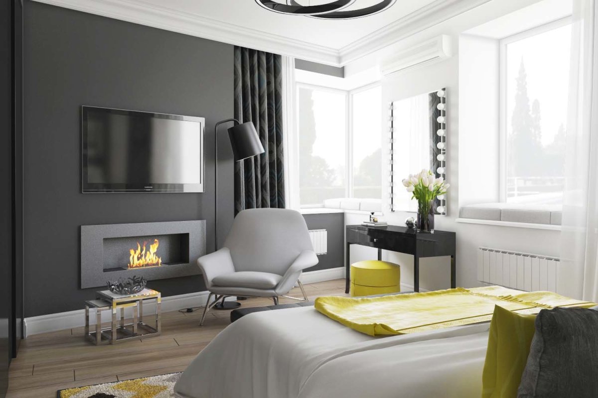 Контрастная стена в интерьере