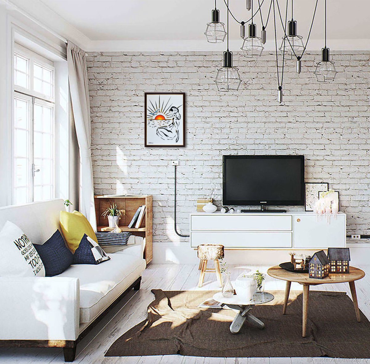 Декоративный белый кирпич в интерьере