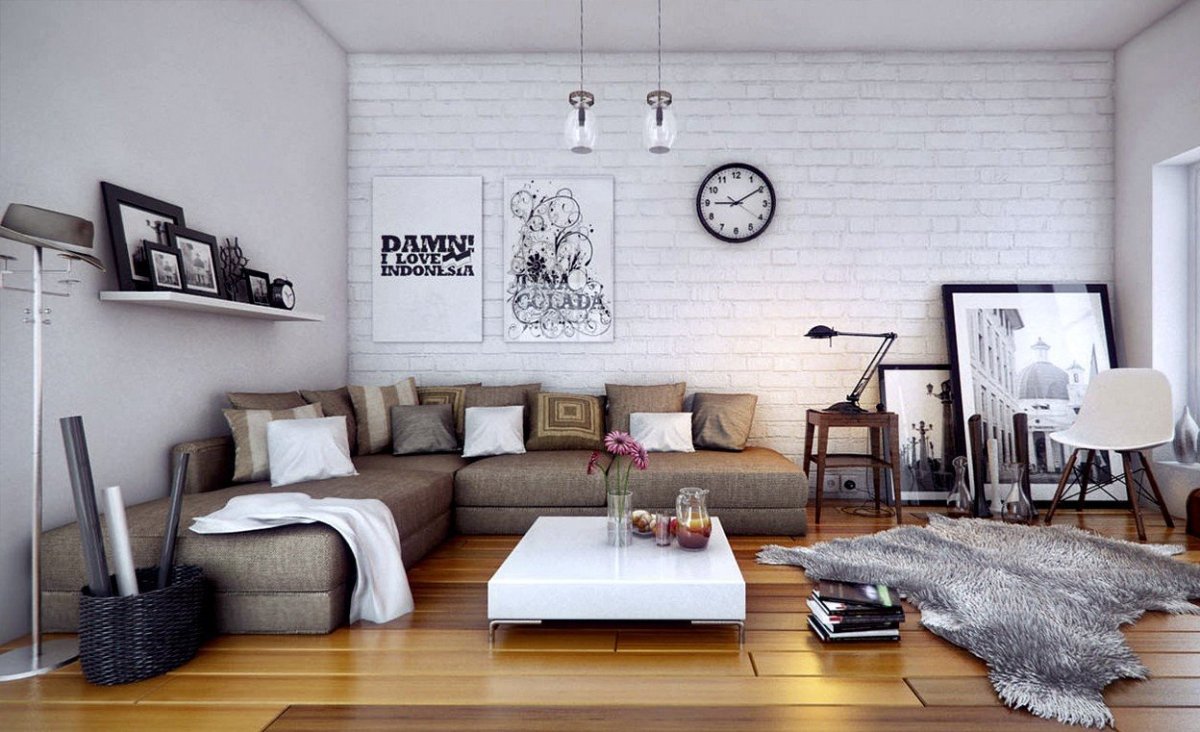 Студия 25 кв м в стиле лофт кирпич