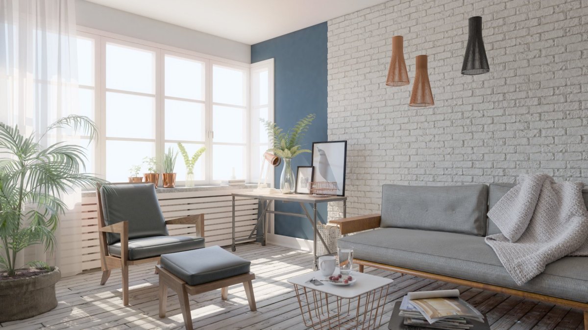 Кирпич в интерьере гостиной
