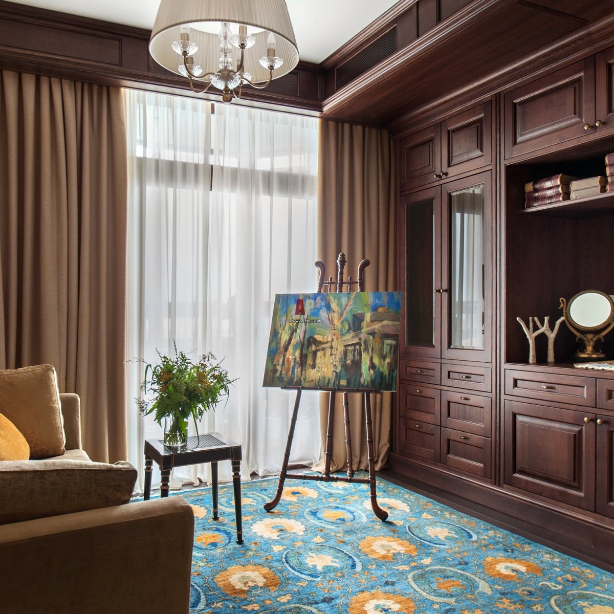 Интерьер кабинета в квартире английская классика