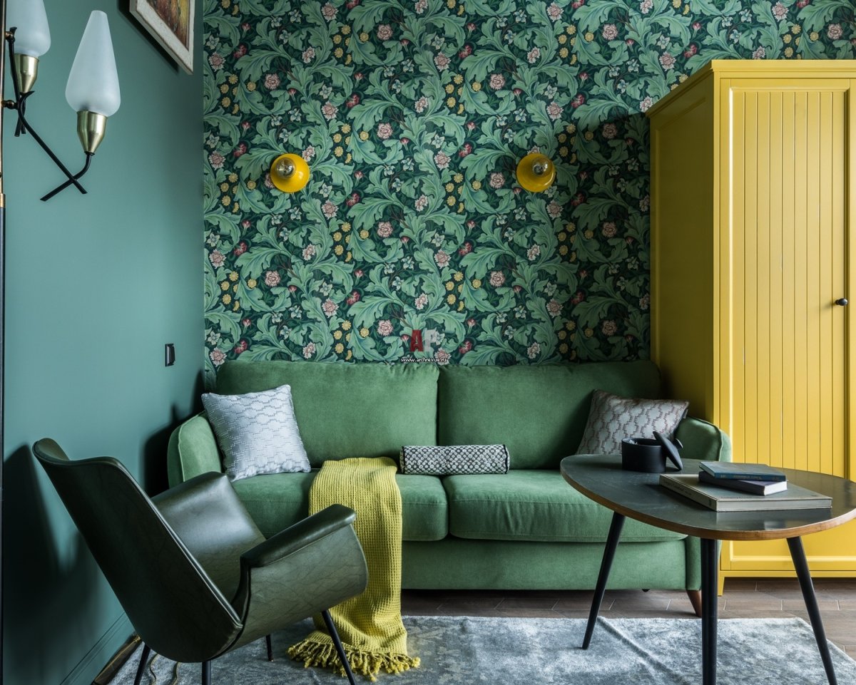 Обои в интерьере гостиной и их комбинирование