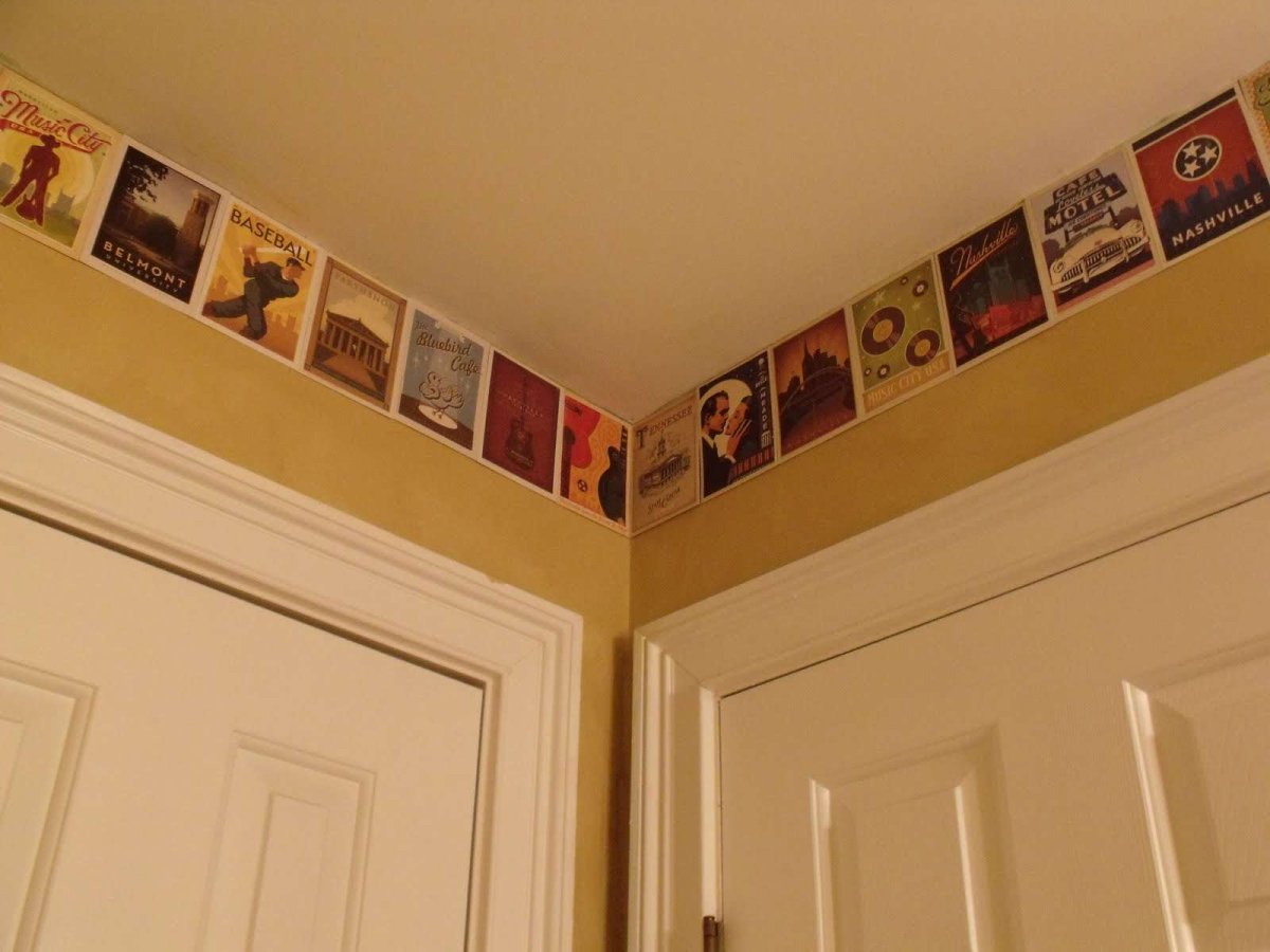 Потолочный бордюр бумажный в интерьере