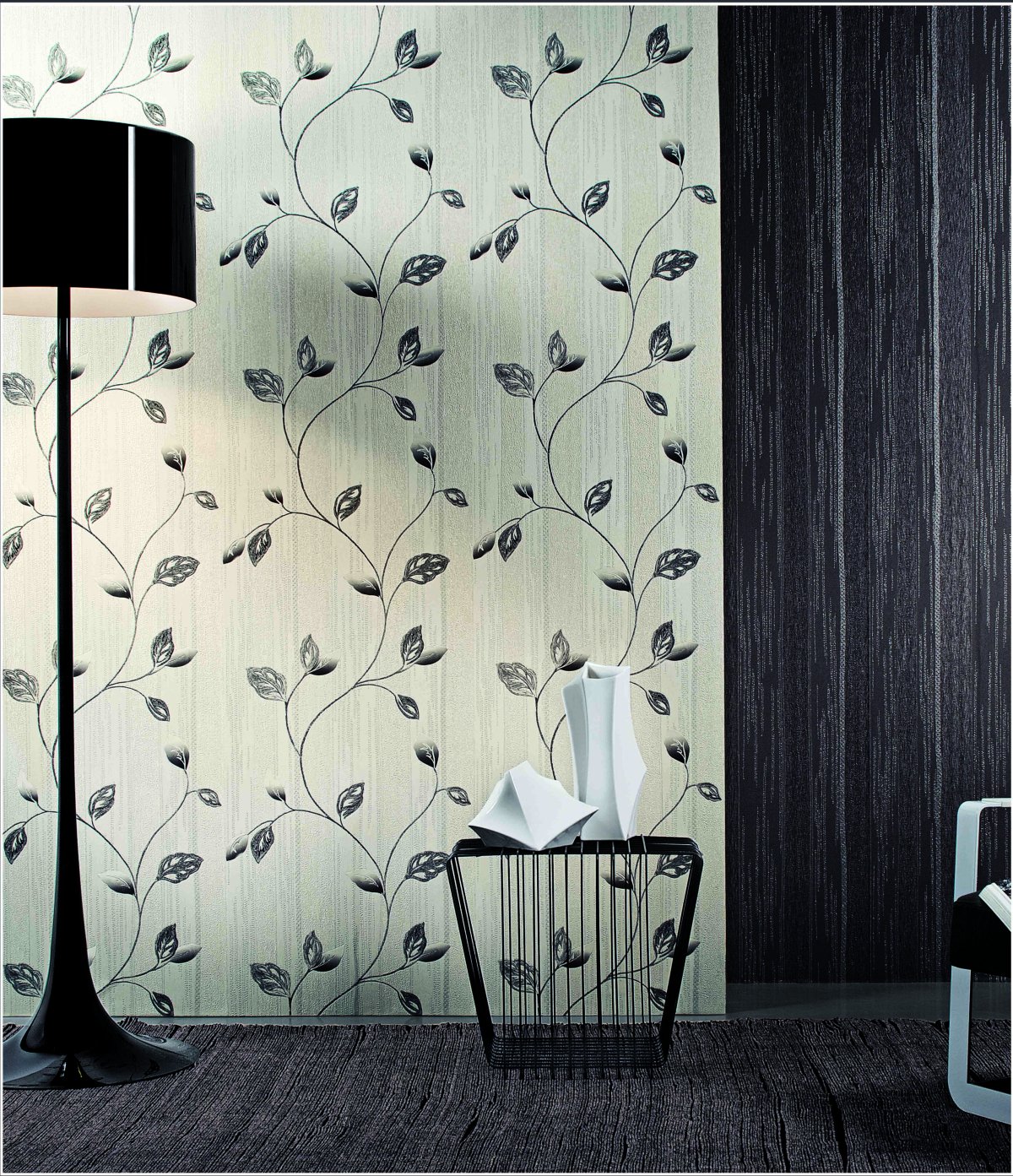 Обои для стен белые с черным рисунком