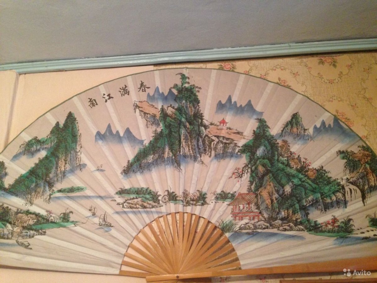 Антикварный шёлковый веер
