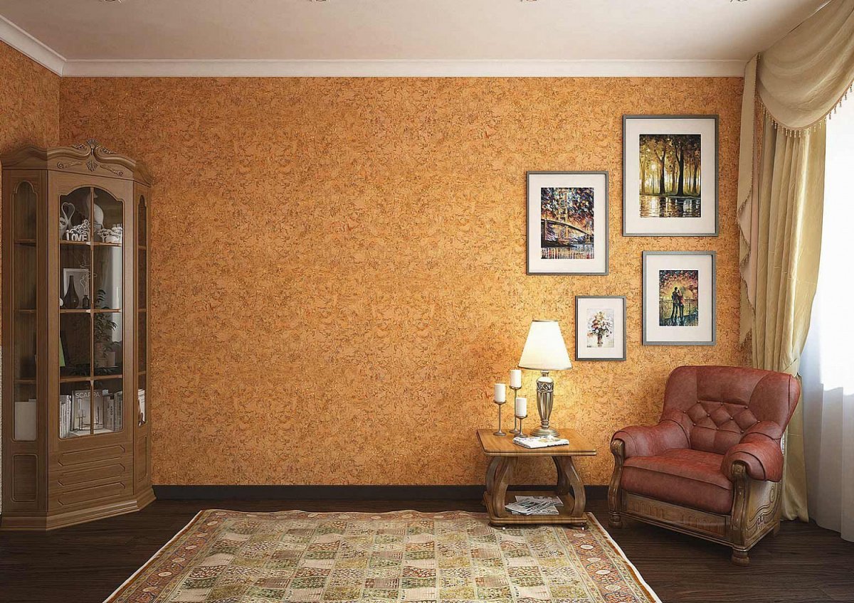 Пробковая стена в спальне