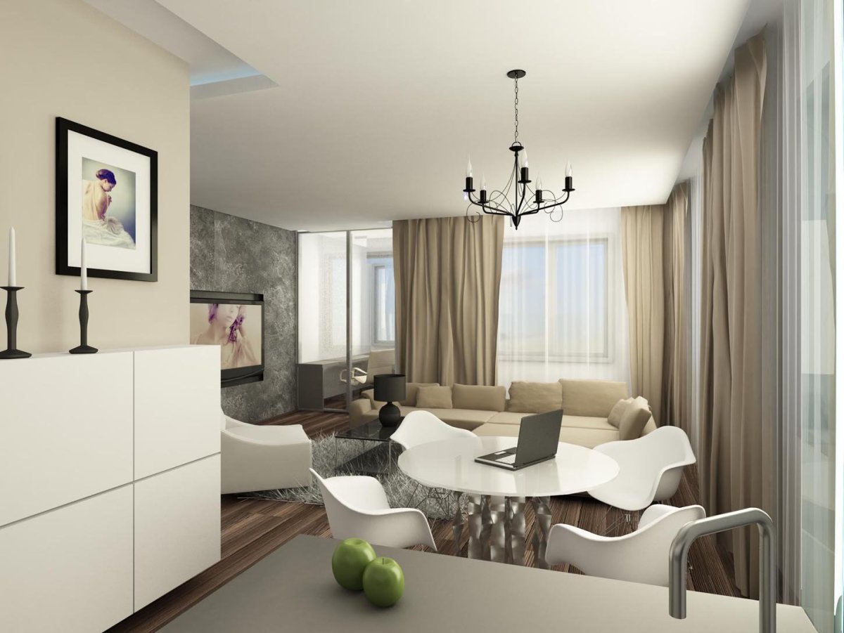 Интерьер гостиной в кофейных тонах