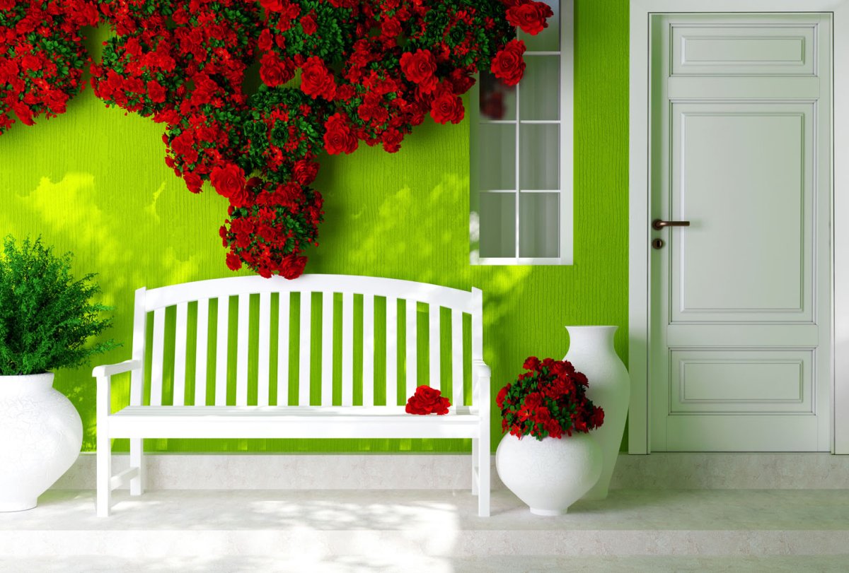 Красные цветы в интерьере