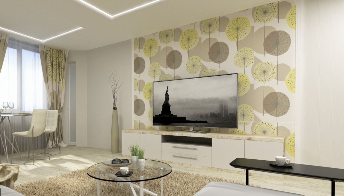 Скомбинировать обои в гостиной