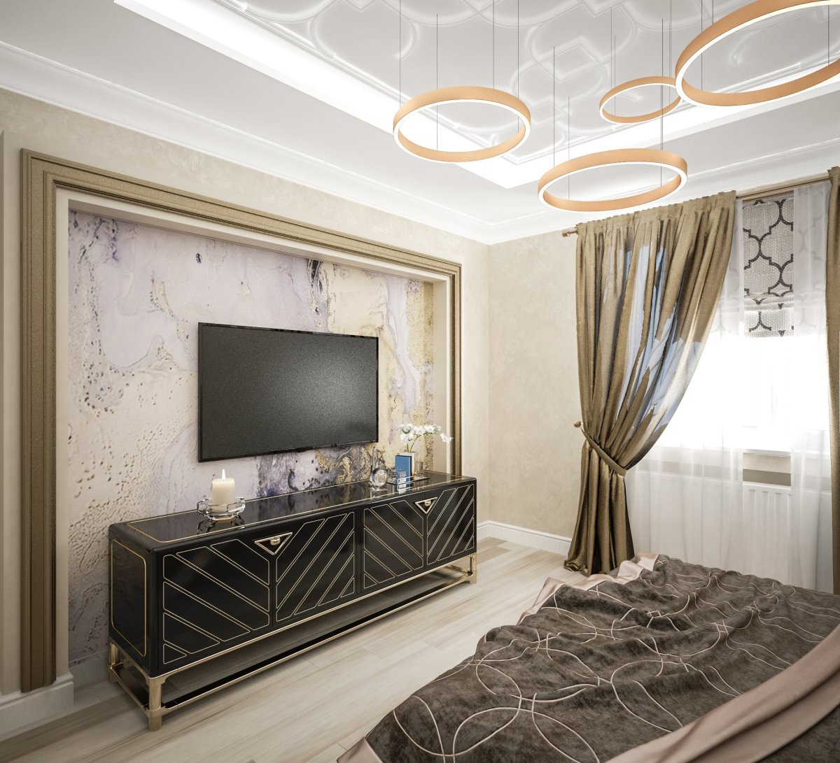 Телевизор в гостиной Неоклассика