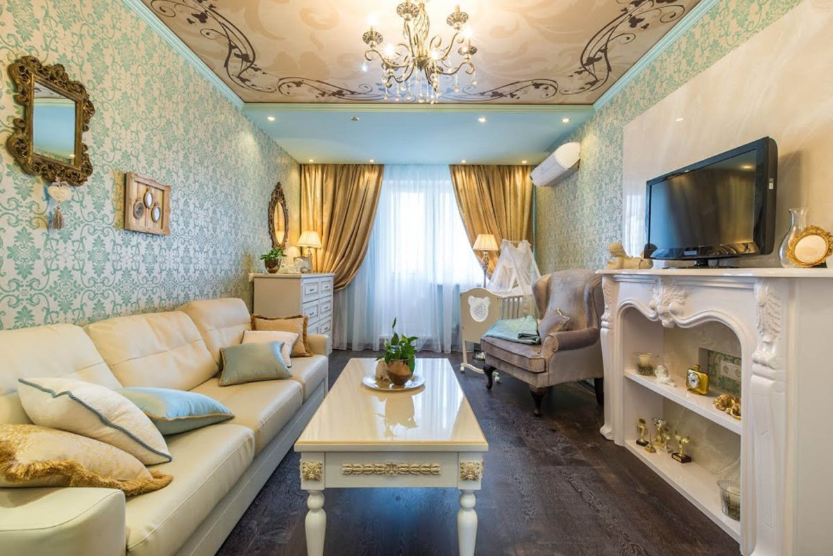 Бирюза с золотом в интерьере