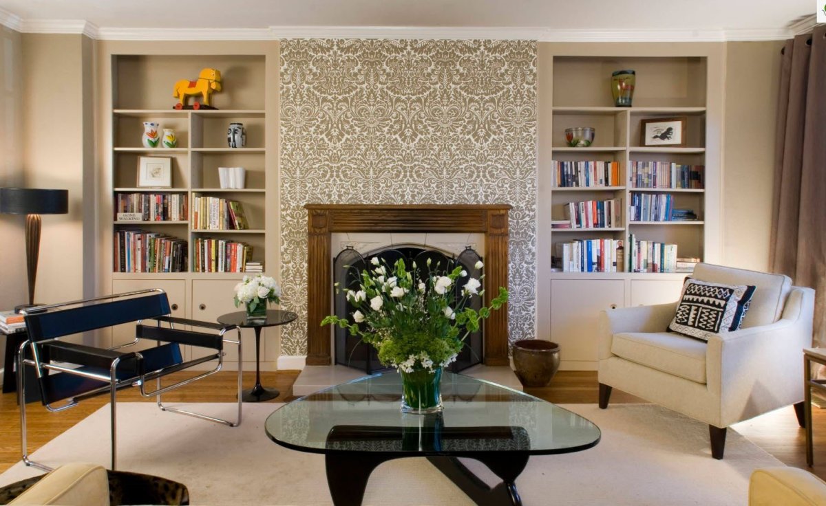 Обои в интерьере гостиной