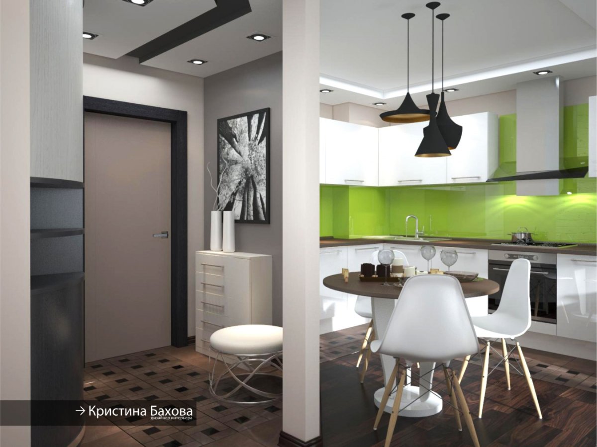 Кухня 320х240 часть студии интерьер