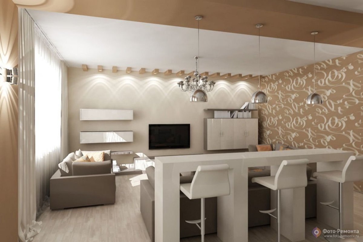 Барная стойка за диваном