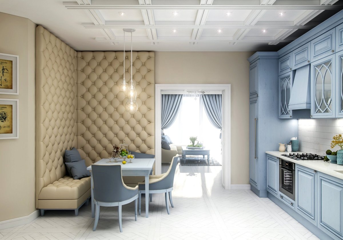 Кухня столовая с диваном