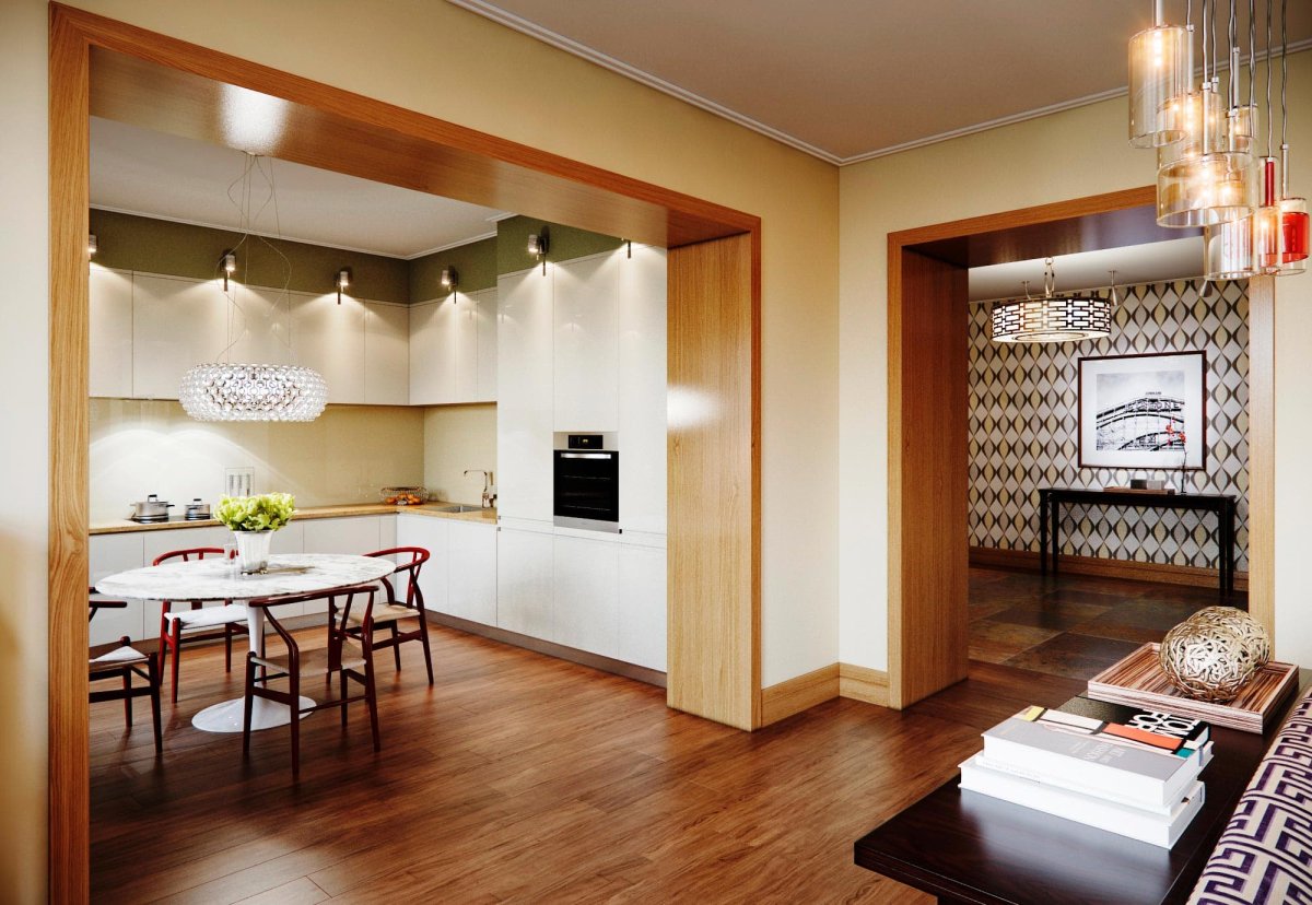 Кухня гостиная с проемом