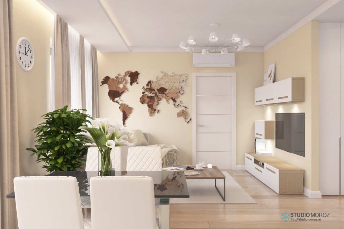 Гостиная ванильного цвета