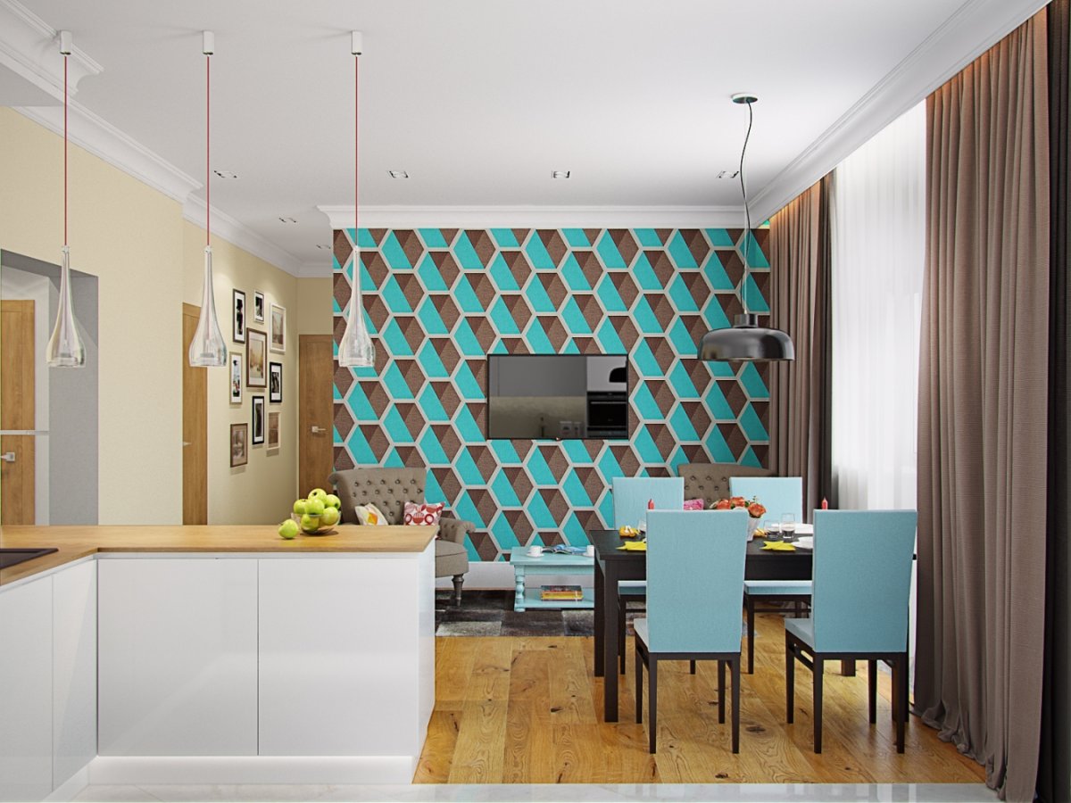 Акцентная стена в интерьере кухни
