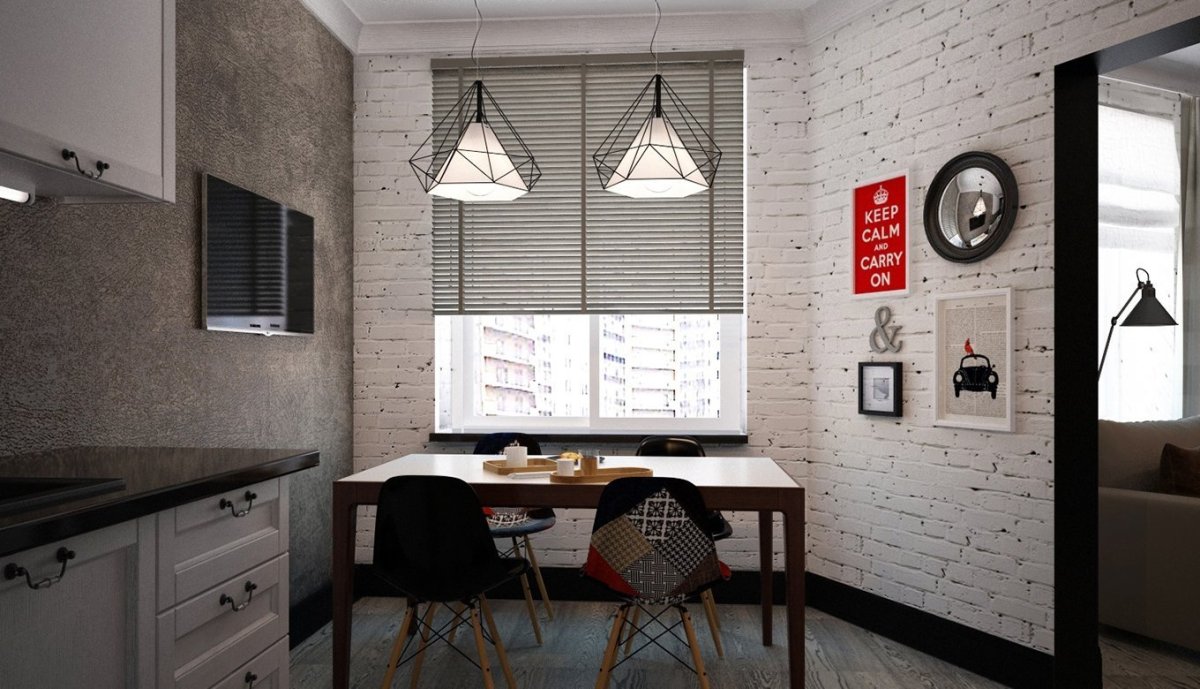 Кухня лофт белые стены