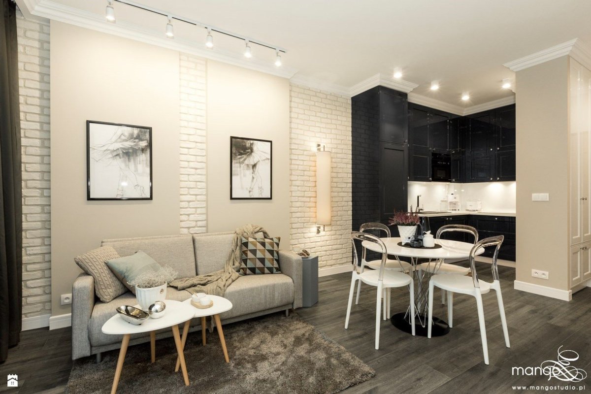 Кухня гостиная в скандинавском стиле