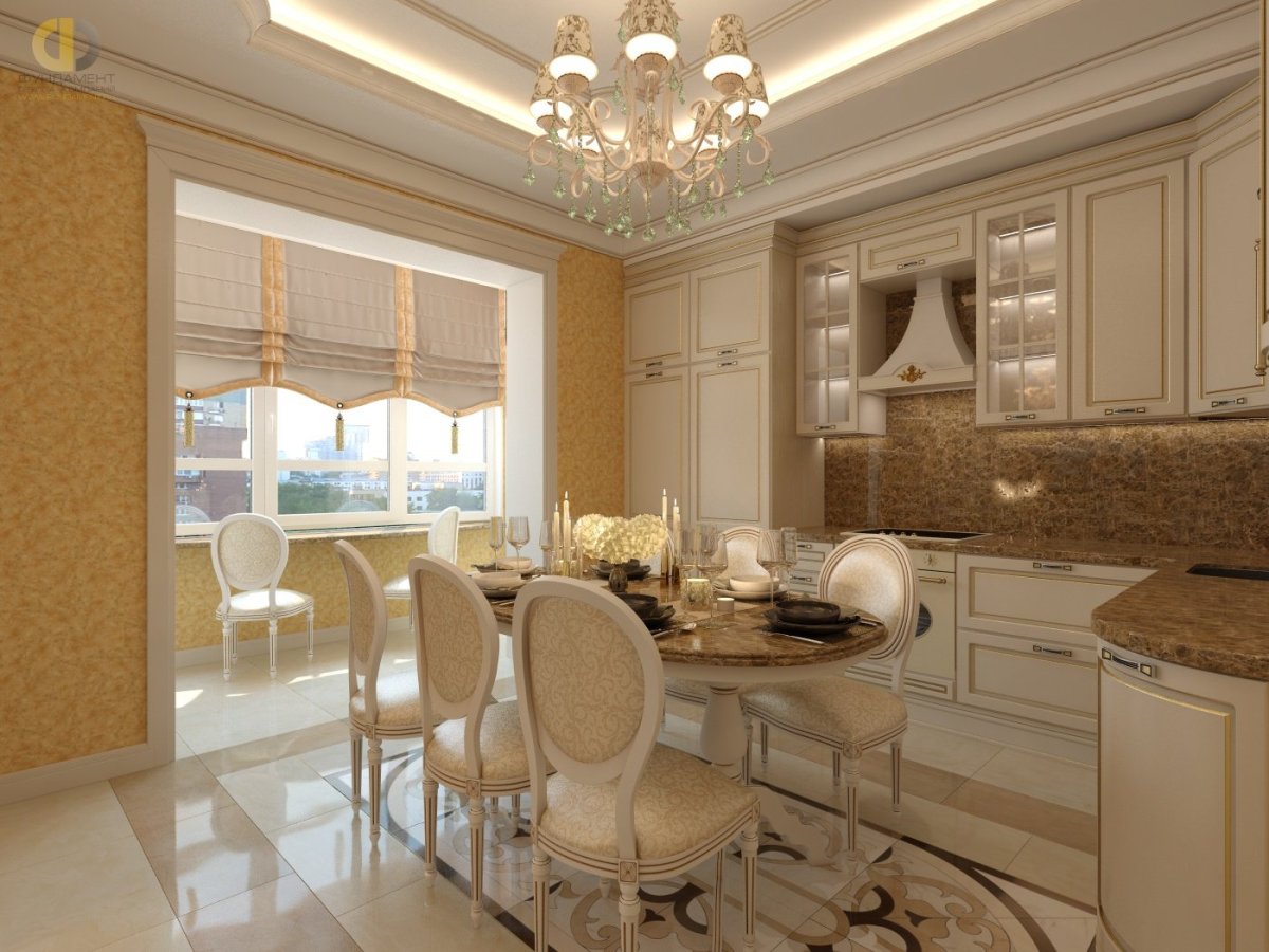 Бежево коричневая кухня