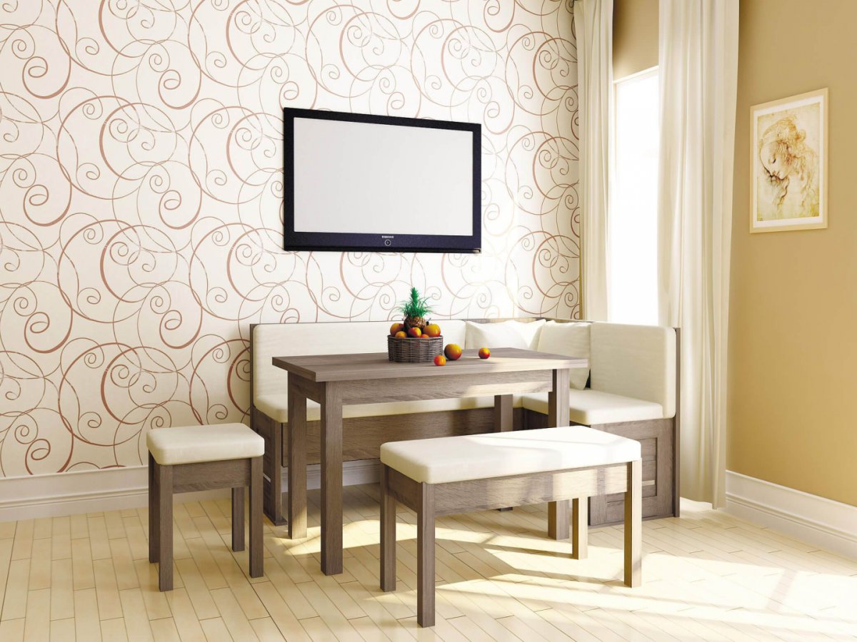 Белая декоративная штукатурка на кухне