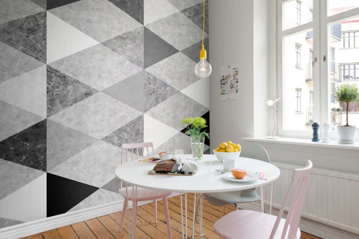 Обои с геометрическим рисунком для кухни