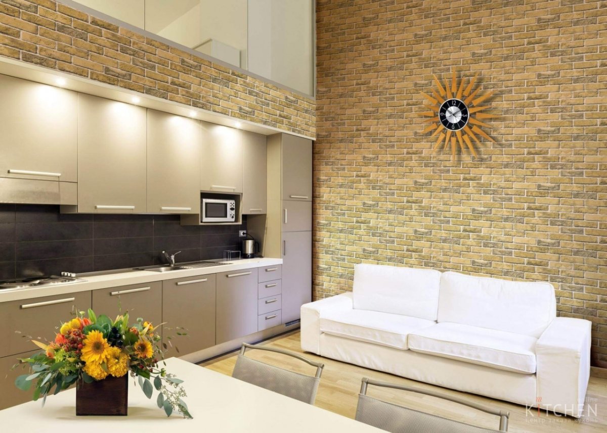 Студия 25 кв м в стиле лофт кирпич