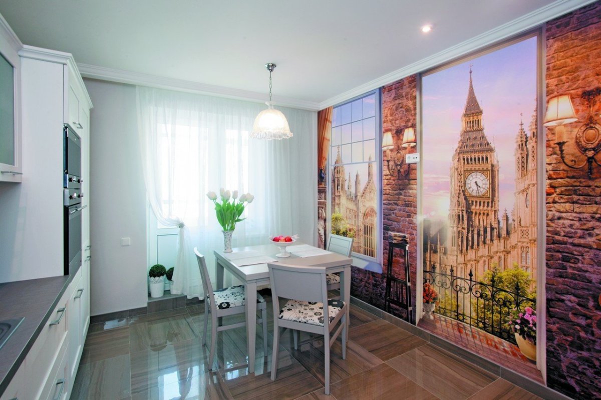 Фреска в стиле Прованс в интерьере кухни