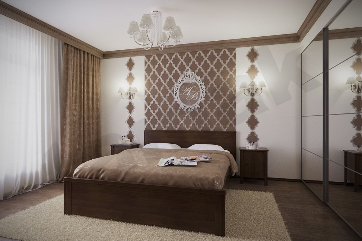 Шторы в спальню кофейных тонов