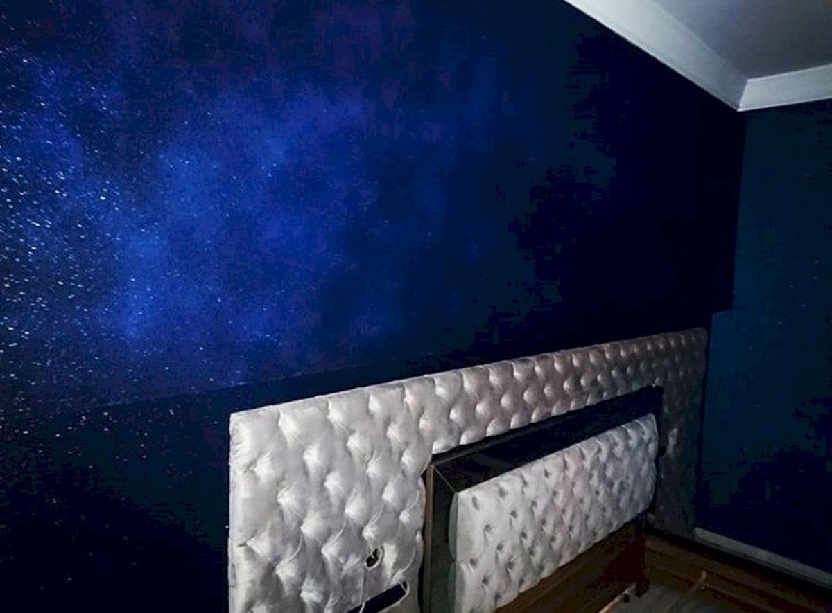 Жидкие обои синие