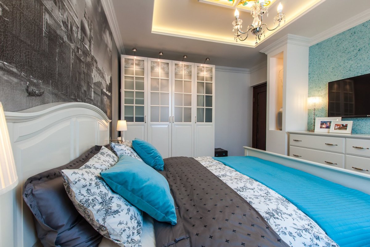 Жидкие обои в интерьере спальни