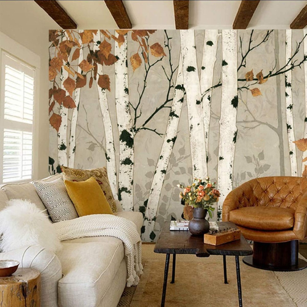 Фотообои березы в интерьере