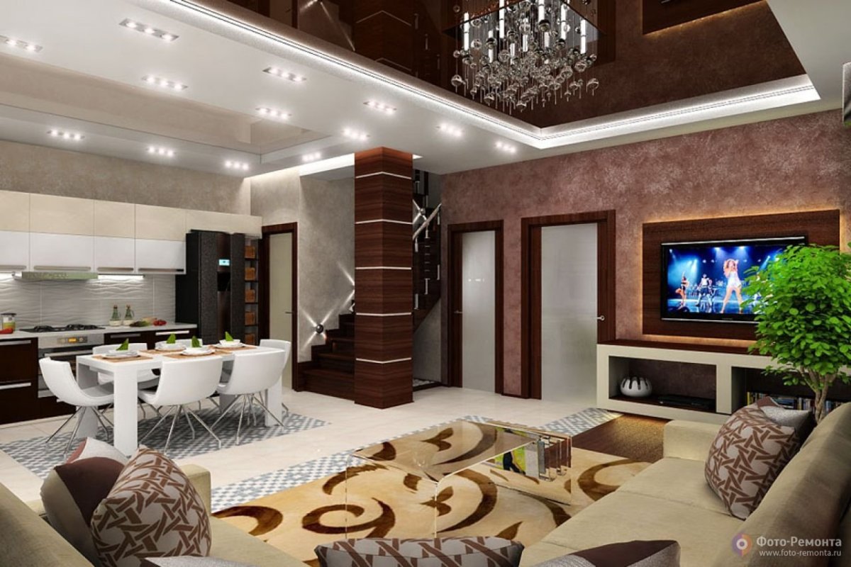 Гостиная с обеденным столом