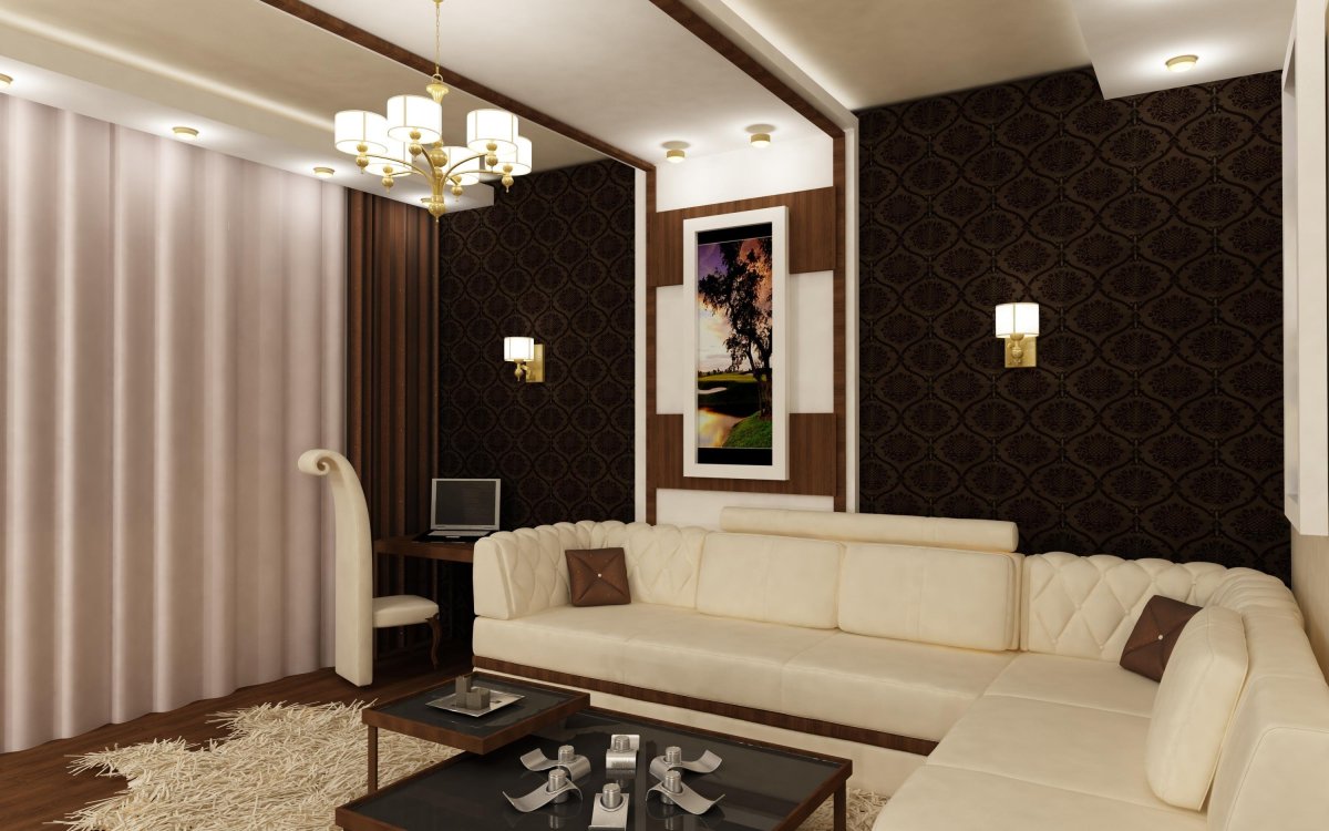 Кухня в бежево-коричневых тонах классика