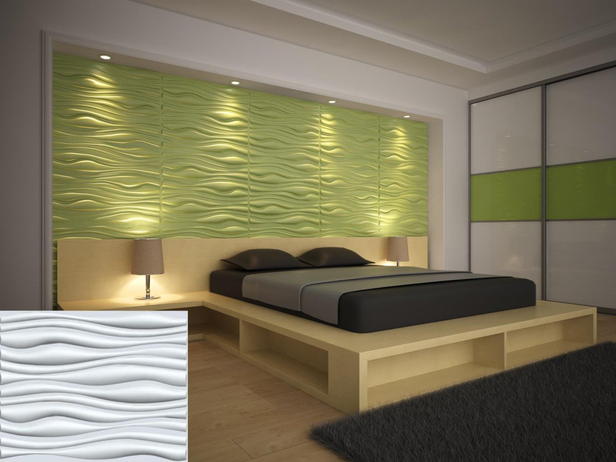 Интерьер комнаты с 3д панелями