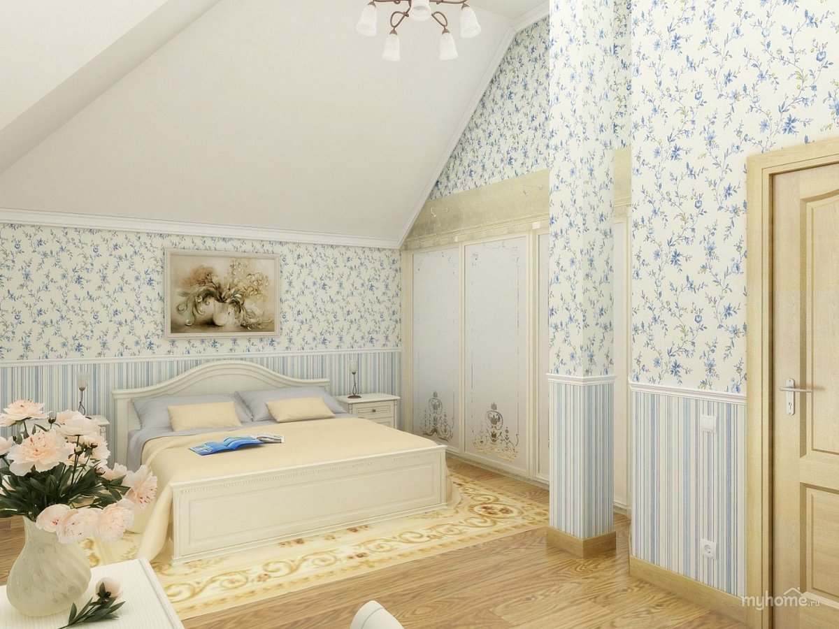 Обои в мелкий цветочек для спальни