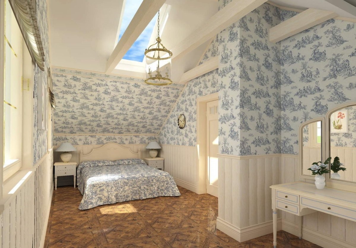 Мансардная спальня в стиле Прованс