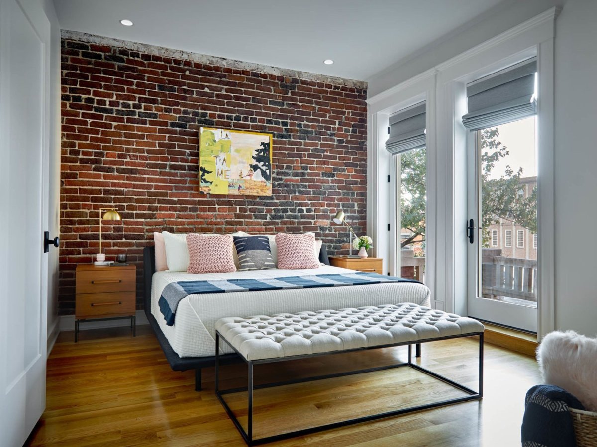 Спальня лофт красный кирпич