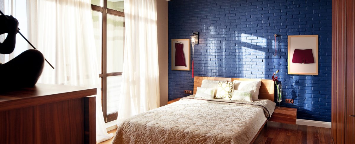 Синий кирпич в интерьере