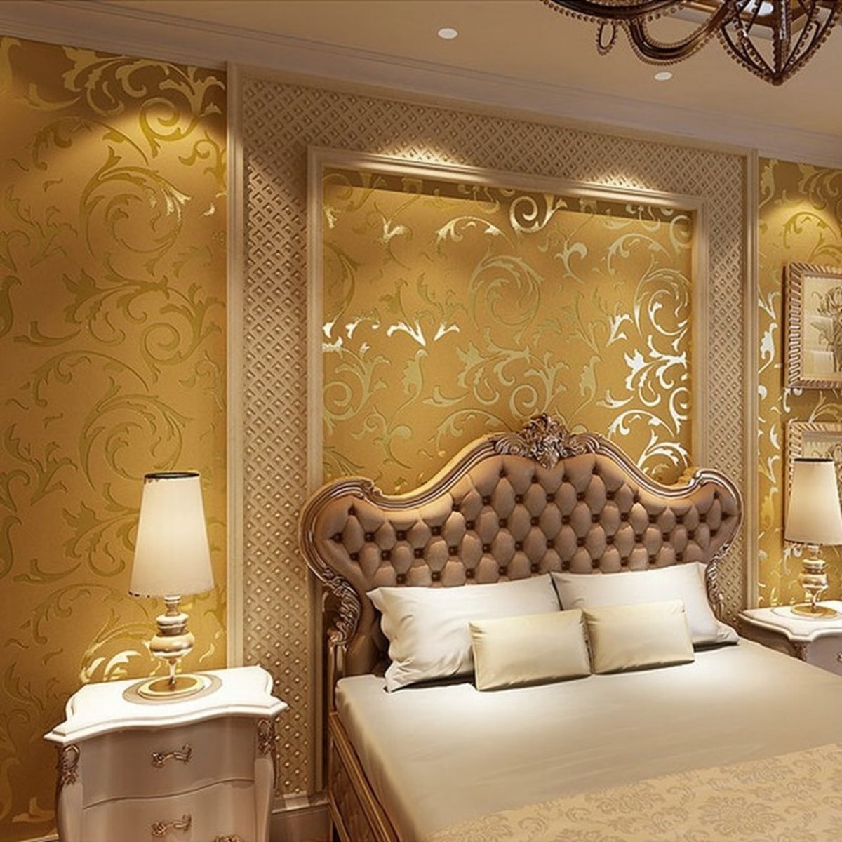 Спальня в золотых тонах