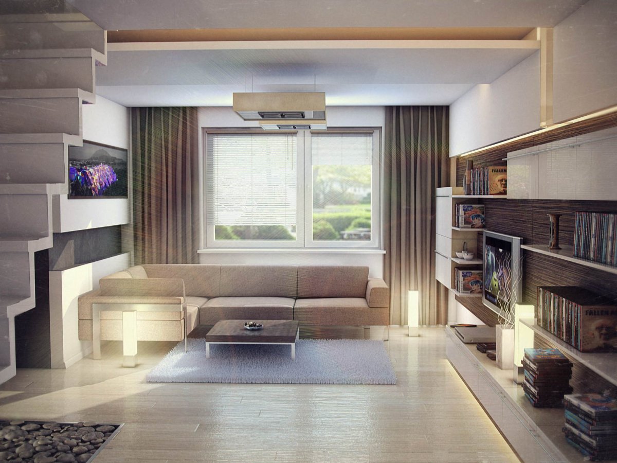 Дизайн гостиной 3d визуализация