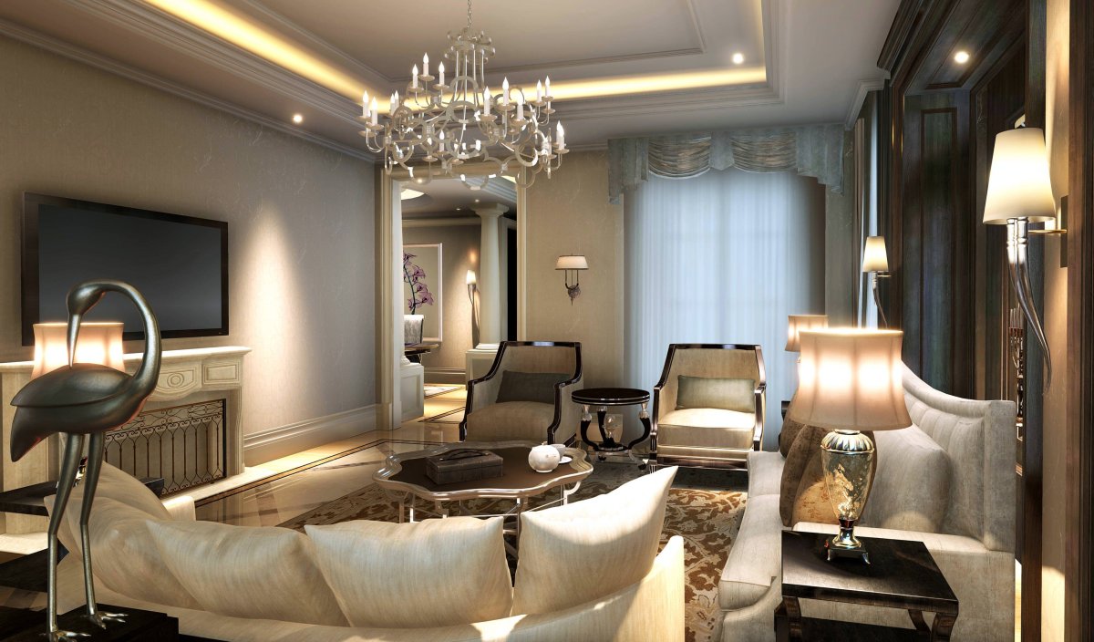 Интерьер золото для визуализации