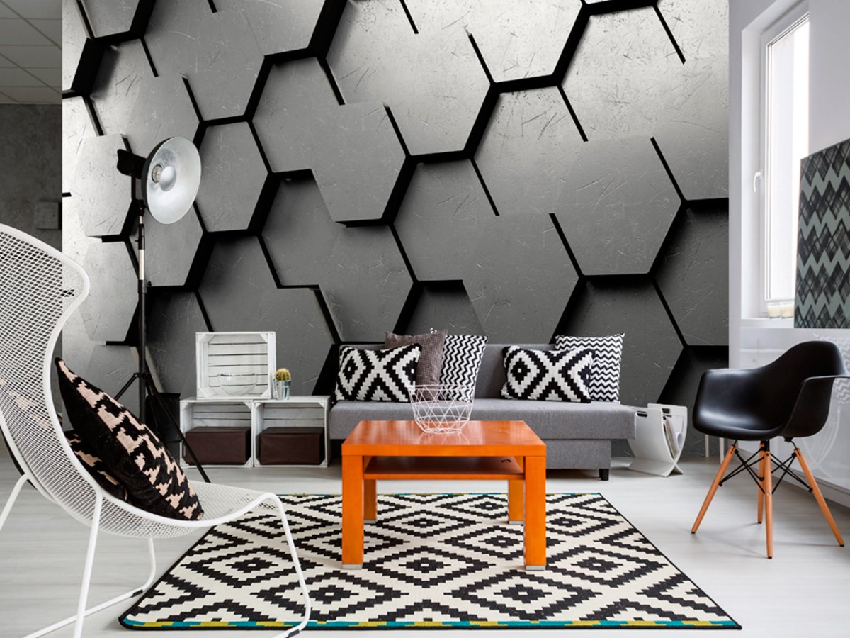 Геометрические фигуры на стене черные